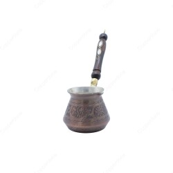 Copperdone Gaziantep El İşlemeli Eskitme Bakır Cezve Antik Bakır Renk Küçük Boy - COPPERDONE