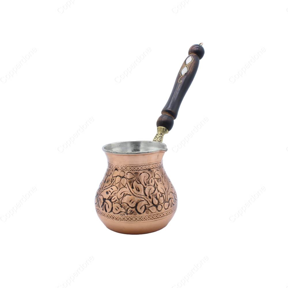 Copperdone Gaziantep El İşlemesi Otantik Eskitme Bakır Cezve Antik Bakır Renk Orta Boy - 1