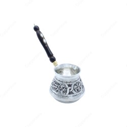 Copperdone Gaziantep Style Handmade Hand Engraved Copper Coffee Pot Cezve Ibrik Briki Turkish Greek Arabic Coffee Maker Medium Antique Silver Color - COPPERDONE