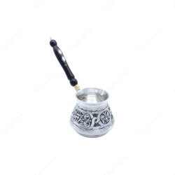 Copperdone Gaziantep Style Handmade Hand Engraved Copper Coffee Pot Cezve Ibrik Briki Turkish Greek Arabic Coffee Maker Small Antique Silver Color - COPPERDONE