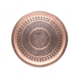 Copperdone Gazinantep El işlemesi Eskitme Bakır Tepsi 35cm Antik Bakır Renk - COPPERDONE
