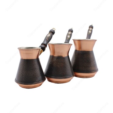 Copperdone Handmade Handcrafted Armenian Model Copper Coffee Pot Cezve Ibrik Briki Turkish Greek Arabic Coffee Maker Set - 1