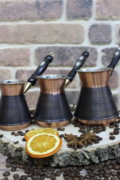 Copperdone Handmade Handcrafted Armenian Model Copper Coffee Pot Cezve Ibrik Briki Turkish Greek Arabic Coffee Maker Set - 3