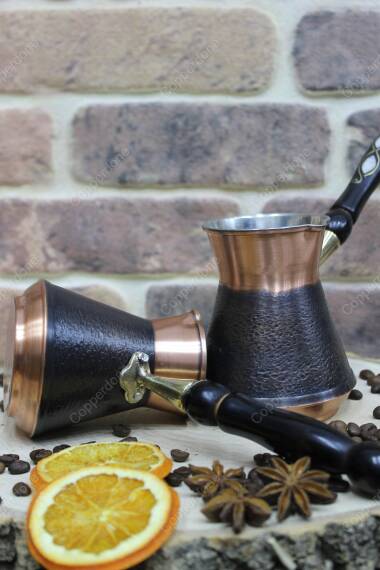 Copperdone Handmade Handcrafted Armenian Model Copper Coffee Pot Cezve Ibrik Briki Turkish Greek Arabic Coffee Maker Set - 5